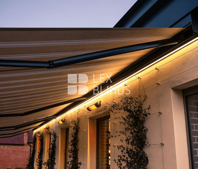 Patio awning with lights